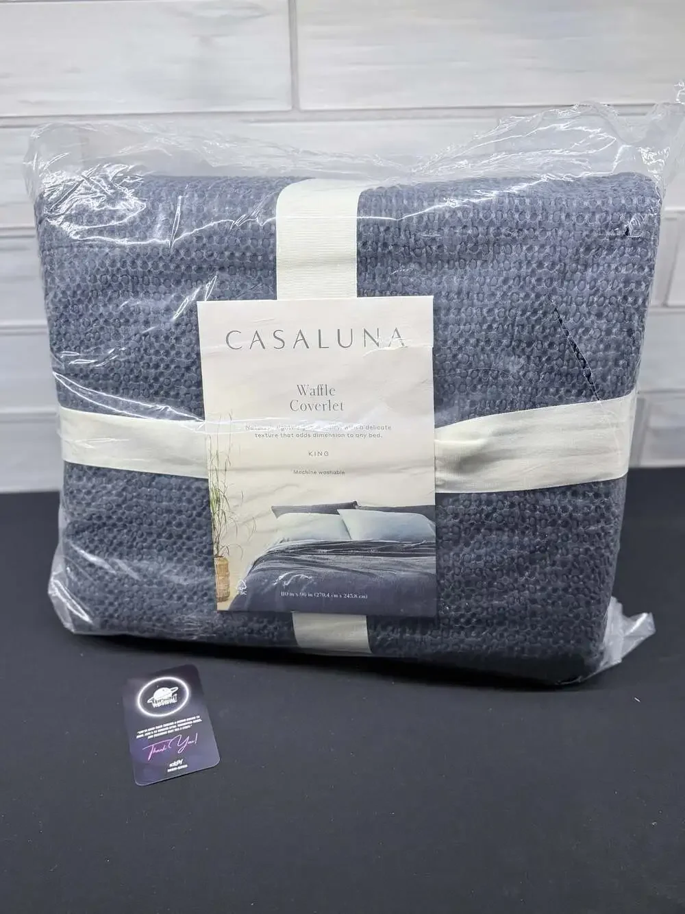 Casaluna Waffle Coverlet King Blue